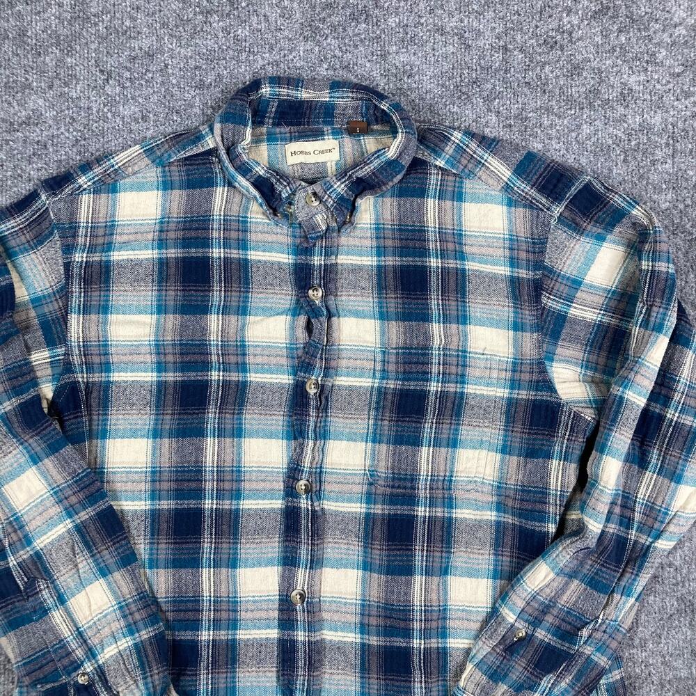 Hobbs Creek Button Up‎ Shirt Mens Large Blue Plaid Flannel Casual